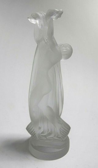 Rare Etling Glass Art Deco Semi - Nude Statue C.  1932 Lalique Sabino Style - Signed