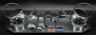 9 Piece Chase Chrome Art Deco Russel Wright Pancake Syrup Salt Pepper Cups Set