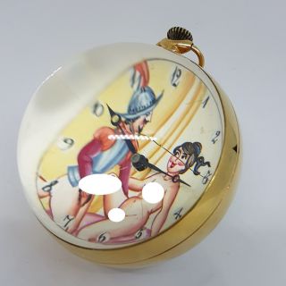 Omega Erotic Paperweight / Ball Clock ca 1910 (Censured pictures) 3