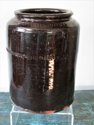 REDWARE CANISTER; 18th - 19th C.  ENGLAND AMERICANA 3
