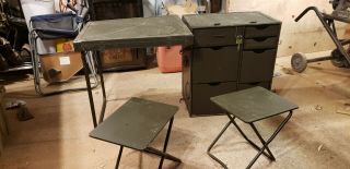 Vintage U.  S.  G.  I.  Military Field Desk,  Portable,  Army,  Navy,  Headquarters