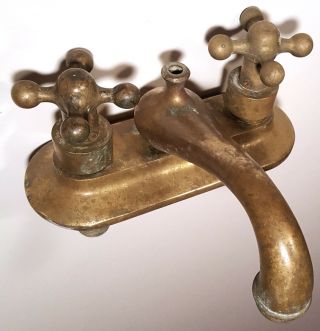 Antique Brass Bathroom Sink Faucet Vintage Old Patina Heavy Duty