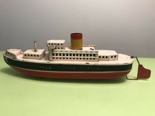 Arnold Antique Made In Germany Tin Toy Litho Windup Ocean Liner Ship Boat