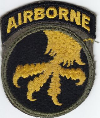 Wwii Us Army - 17th Airborne Division Patch - Od Insert - Attached Tab