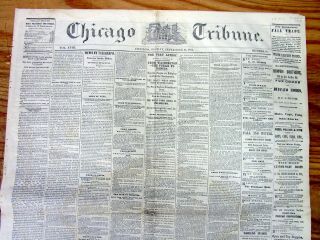 1864 Chicago Tribune Civil War Newspaper Atlanta Captured Battle Of Mobile Bay,
