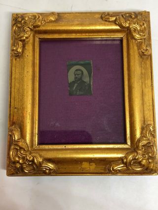 Rare 1860s Gem Tin Type Tintype Of Us General Grant Civil War Era With Frame