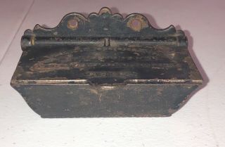 Antique Civil War Era Cast Iron Match Box Self Closing Estate Find 4” 2