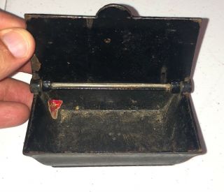 Antique Civil War Era Cast Iron Match Box Self Closing Estate Find 4” 3