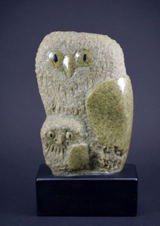 Frank Eliscu Green Owl And Baby Mid Century Sculpture