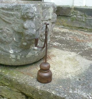 Antique 18th C Wrought Iron Rushlight Candleholder Primitive Lighting Aafa Nr
