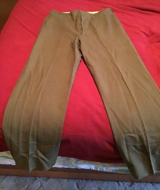 Wwii Us Army Od Wool Uniform Trousers,  33 X 33,  Unissued