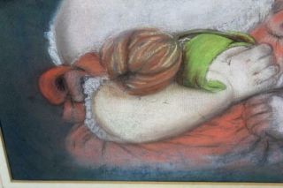 A GREAT 19TH C PASTEL/PAPER PORTRAIT OF A YOUNG GIRL IN AN ORANGE DRESS 7