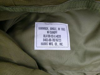 US Military Issue Vietnam Era Nylon M1969 Jungle Hammock with Tie Lines. 7