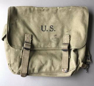 Wwii Ww2 Us Army Musette Bag,  Khaki Canvas Ruberized 1942 Langdon Tent