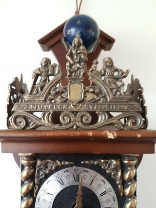 Large Vintage German or Dutch ATLAS Wooden Case Striking Wall Clock 10