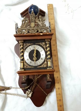 Large Vintage German or Dutch ATLAS Wooden Case Striking Wall Clock 5