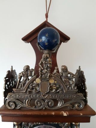 Large Vintage German or Dutch ATLAS Wooden Case Striking Wall Clock 7
