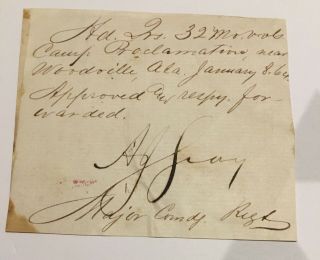 Civil War Major Abraham Jefferson Seay Signature 32nd Mo Vols Gov Of Oklahoma