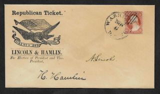 Lincoln Campaign Collector Envelope W Period Stamp 157 Years Old A03
