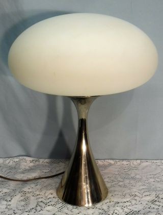 Vtg Mcm Laurel Mushroom Table Lamp 3 Way Switch Labels Italy Hand Blown