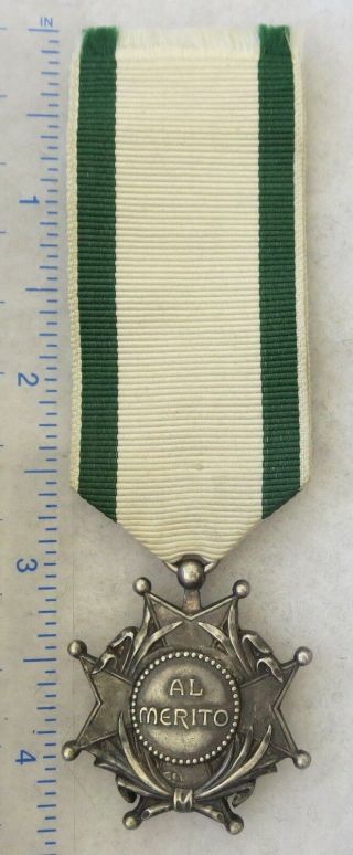 Pre Ww1 Vintage Italian Al Merito Cross Medal In Silver Italy