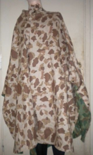 U.  S.  ARMY : RARE - WWII U.  S.  M.  C.  FROG CAMO REVERSIBLE PONCHO. , 9