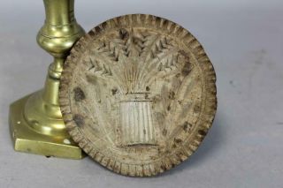 A Very Fine Late 18th C Butter Stamp With " Sheaf Of Wheat " Old Color And Patina