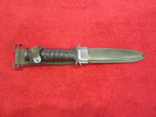 Us Wwi Model Leather Grip Camillus M3 Fighting Knife W/ Scabbard