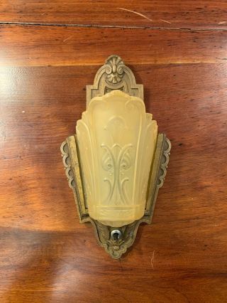 Ornate Vintage Art Deco Slip Shade Wall Sconce - 1920’s 1930’s
