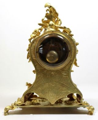 Antique Mantle Clock French Lovely 1880s Embossed Rococo Bronze Bell Striking 11