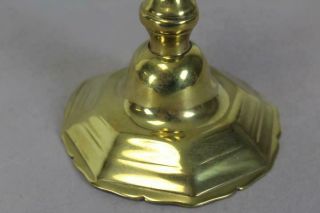RARE EARLY 18TH C FRENCH BRASS CANDLESTICK BALUSTER SHAFT WITH A RARE DOMED BASE 3