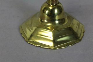 RARE EARLY 18TH C FRENCH BRASS CANDLESTICK BALUSTER SHAFT WITH A RARE DOMED BASE 4