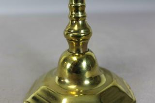 RARE EARLY 18TH C FRENCH BRASS CANDLESTICK BALUSTER SHAFT WITH A RARE DOMED BASE 6