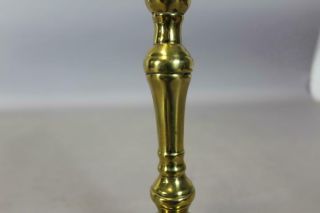 RARE EARLY 18TH C FRENCH BRASS CANDLESTICK BALUSTER SHAFT WITH A RARE DOMED BASE 7