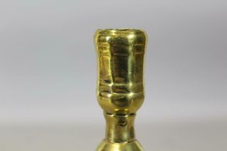 RARE EARLY 18TH C FRENCH BRASS CANDLESTICK BALUSTER SHAFT WITH A RARE DOMED BASE 8
