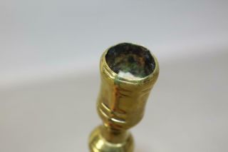 RARE EARLY 18TH C FRENCH BRASS CANDLESTICK BALUSTER SHAFT WITH A RARE DOMED BASE 9