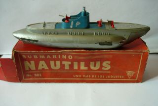 Vintage Plastimarx Nautilus Submarine Toy W/original Box Made In Mexico