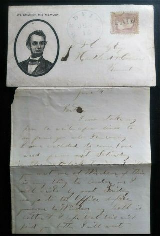 65 Civil War Patriotic - Ex Rare Licoln Mourning Cover (not Listed In Bischel)