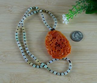 Certified Red Jade Pendant Flower Bird Type A Jadeite Bead Necklace 喜上眉梢 P - 376 - 1 8