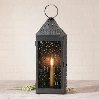 Colonial Tall Black Punched Tin Harbor Lantern Light