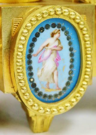 Stunning Antique French 8 Day Bronze Ormolu & Blue Sevres Porcelain Mantle Clock 5