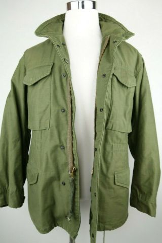 Vintage M - 65 Us Military Field Jacket Vietnam Era Men Size Small Regular