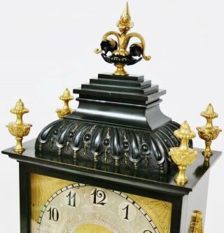Rare Antique French 14 Day Duration 2Tone Bronze & Ormolu Mantel / Bracket Clock 6
