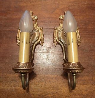Antique Pat Pending Wall Sconce Fixtures Wired Pair 11c
