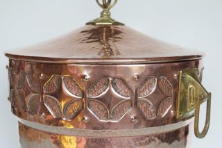 Arts & Crafts Art Nouveau hammered brass copper large bucket bowl. 4