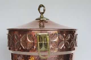 Arts & Crafts Art Nouveau hammered brass copper large bucket bowl. 6