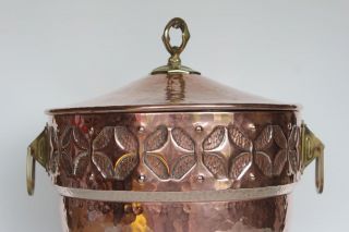 Arts & Crafts Art Nouveau hammered brass copper large bucket bowl. 8