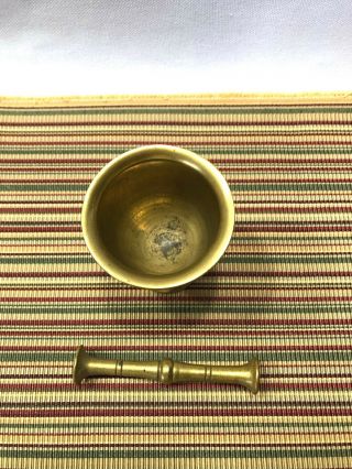 Vintage / Antique Footed Solid Brass Mortar and Pestle 3