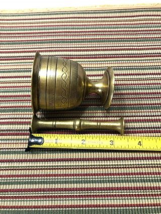 Vintage / Antique Footed Solid Brass Mortar and Pestle 4