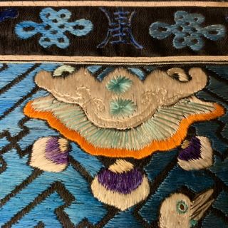 Antique Chinese Qing Mandarin Silk Embroidered Badge or Square 5